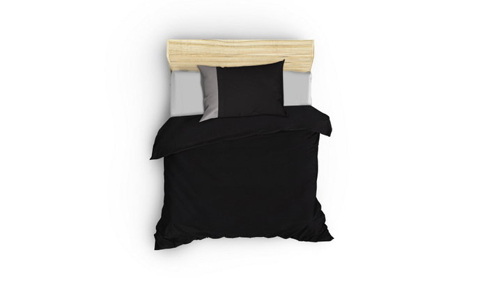 L'essentiel linge de maison Juego de funda de edredón individual Ranforce - Negro y Gris